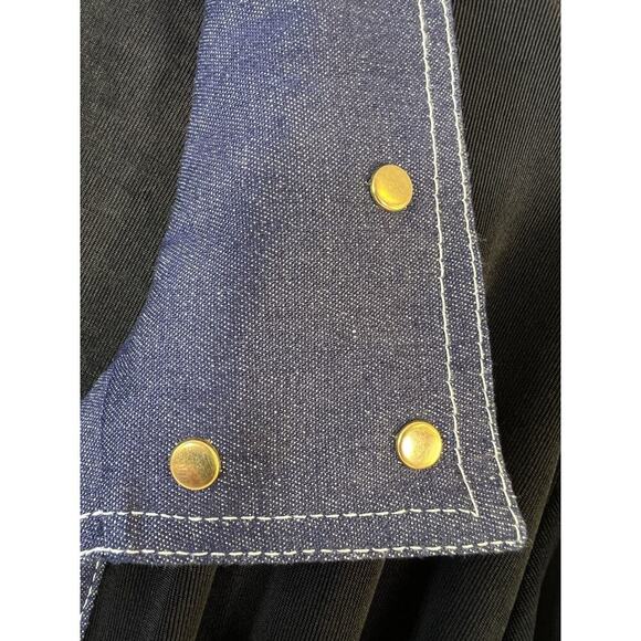 VTG SLINKY BRAND Open Cardigan Top Womens XL Made in USA Long Sleeve Black/Denim - Picture 4 of 11